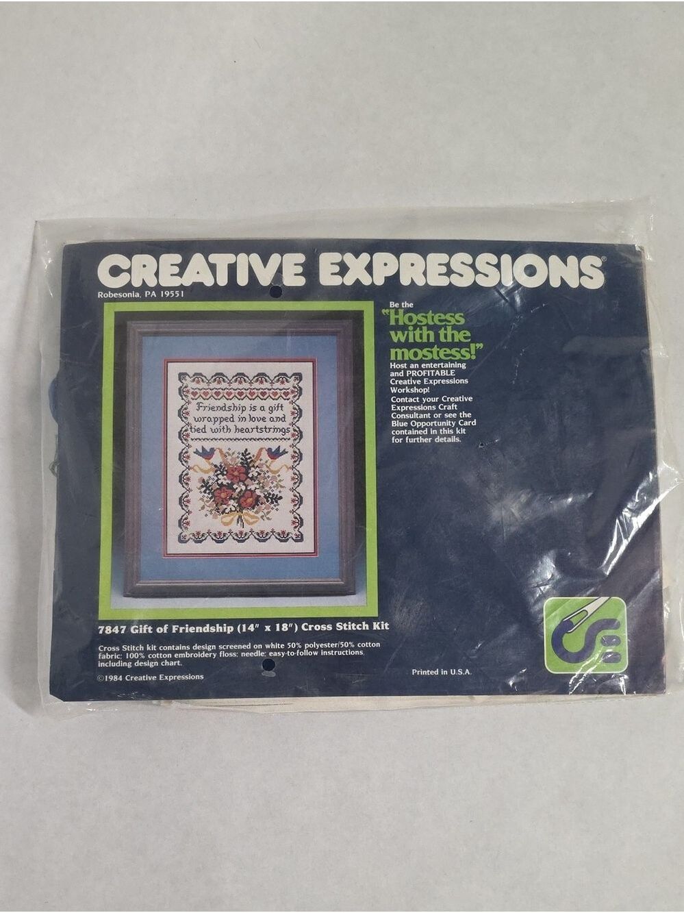 NOS Vtg Creative Expressions 14"X18" Gift Of Friendship Cross Stitch Kit - 1984
